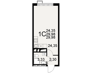 Квартира 30 м², студия - изображение 1