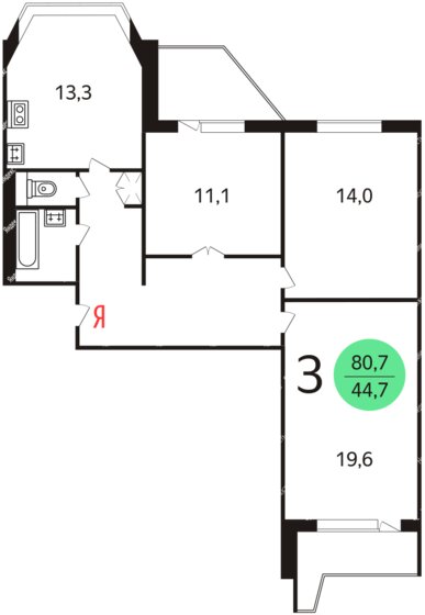 76 м², 3-комнатная квартира 20 400 000 ₽ - изображение 1