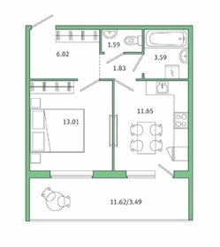 38,1 м², 1-комнатная квартира 7 567 560 ₽ - изображение 21