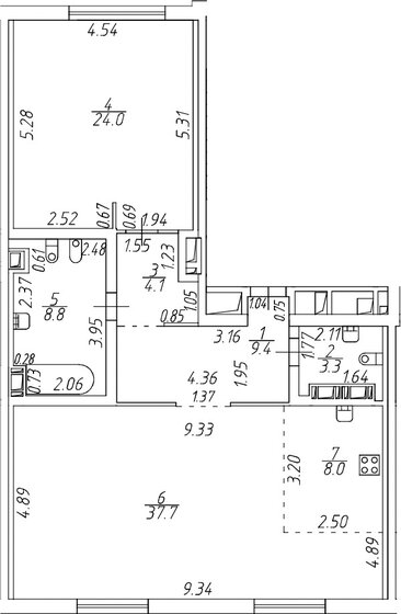 95,3 м², 1-комнатная квартира 119 125 000 ₽ - изображение 1