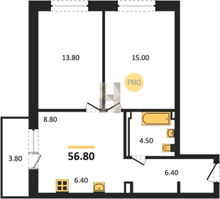 Квартира 57 м², 2-комнатная - изображение 1