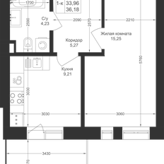 Квартира 36,2 м², 1-комнатная - изображение 2