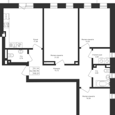 Квартира 102,2 м², 3-комнатная - изображение 3