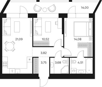 Квартира 68,5 м², 2-комнатная - изображение 1