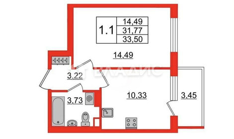 32,9 м², 1-комнатная квартира 7 200 000 ₽ - изображение 60