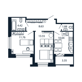 Квартира 52 м², 2-комнатная - изображение 1