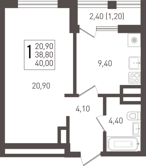 40 м², 1-комнатная квартира 5 360 000 ₽ - изображение 12