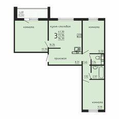 Квартира 76,3 м², 3-комнатная - изображение 2