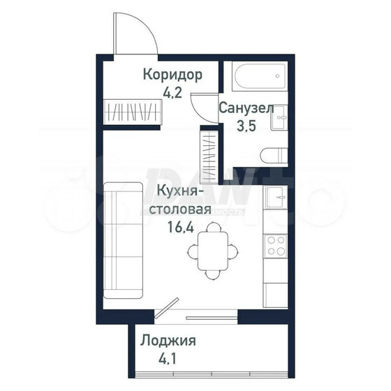 29,2 м², квартира-студия 2 950 000 ₽ - изображение 1