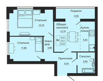 59,3 м², 3-комнатная квартира 6 450 000 ₽ - изображение 57