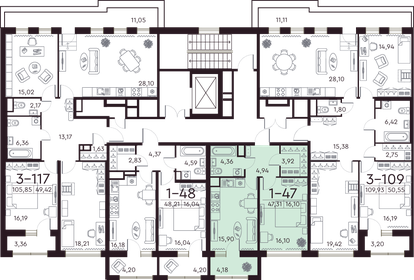 Квартира 47,2 м², 1-комнатная - изображение 2