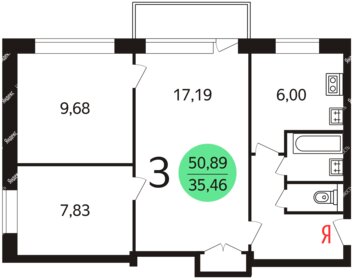 59,2 м², 3-комнатная квартира 2 600 000 ₽ - изображение 35