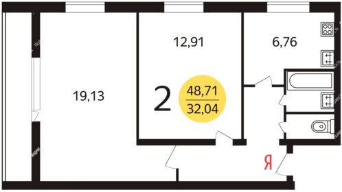 55 м², 2-комнатная квартира 50 000 ₽ в месяц - изображение 1