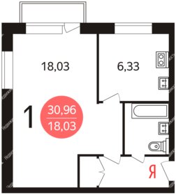 30,1 м², 1-комнатная квартира 2 290 ₽ в сутки - изображение 93