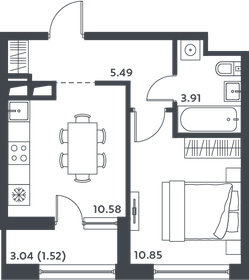 Квартира 32,4 м², 1-комнатная - изображение 1