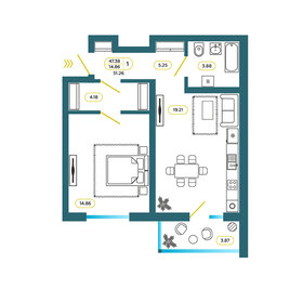 51 м², 1-комнатная квартира 5 304 000 ₽ - изображение 27