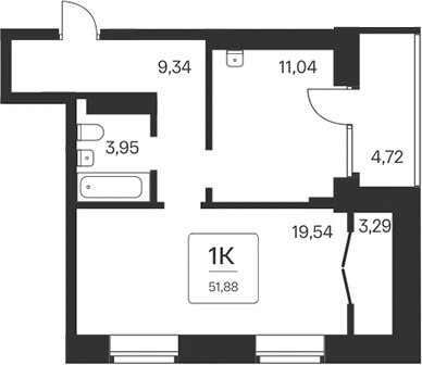 51,9 м², 1-комнатная квартира 7 900 000 ₽ - изображение 1