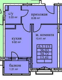 Квартира 36 м², 1-комнатная - изображение 1