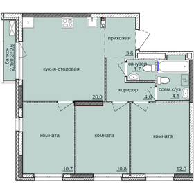 Квартира 66,9 м², 3-комнатная - изображение 1