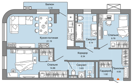 Квартира 70 м², 3-комнатная - изображение 1