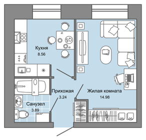 21,4 м², квартира-студия 1 922 642 ₽ - изображение 31