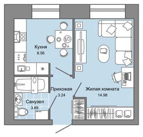 38 м², 1-комнатная квартира 3 500 000 ₽ - изображение 35