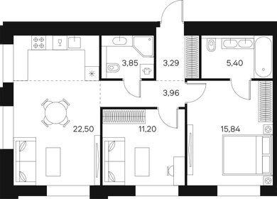 Квартира 66 м², 2-комнатная - изображение 1