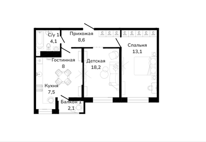 Квартира 75 м², 3-комнатная - изображение 1