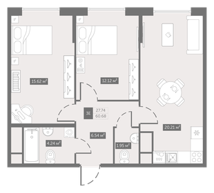 59,9 м², 2-комнатная квартира 8 350 000 ₽ - изображение 72