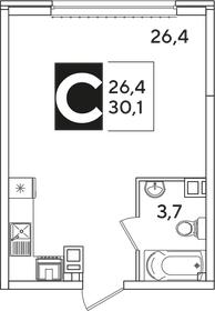 26,3 м², квартира-студия 3 997 000 ₽ - изображение 24