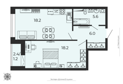56,5 м², 2-комнатная квартира 8 300 000 ₽ - изображение 47
