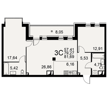 83,2 м², 3-комнатная квартира 9 200 000 ₽ - изображение 47