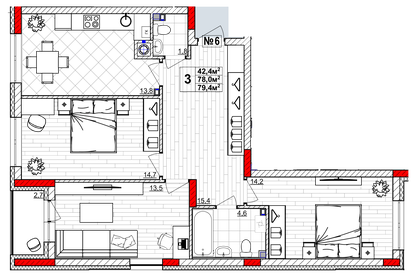 78,7 м², 3-комнатная квартира 10 243 000 ₽ - изображение 41