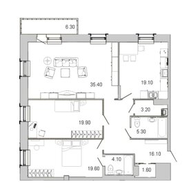 Квартира 124,5 м², 3-комнатная - изображение 1