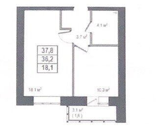 Квартира 36,2 м², 1-комнатная - изображение 1