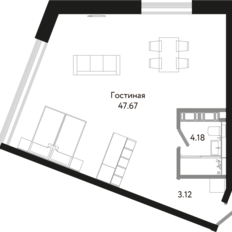 Квартира 55 м², студия - изображение 1