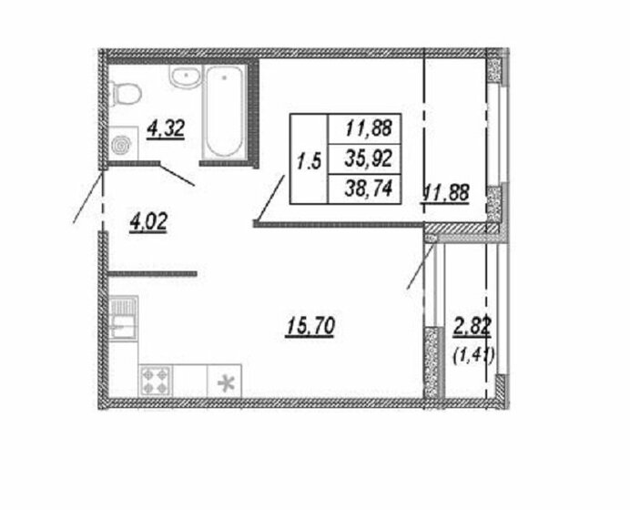 35,9 м², 1-комнатная квартира 5 500 000 ₽ - изображение 1