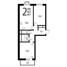 64,1 м², 2-комнатная квартира 14 422 500 ₽ - изображение 23