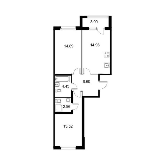 58,8 м², 2-комнатная квартира 8 942 160 ₽ - изображение 1