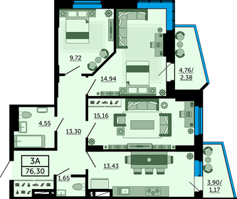 77,3 м², 3-комнатная квартира 9 899 520 ₽ - изображение 24