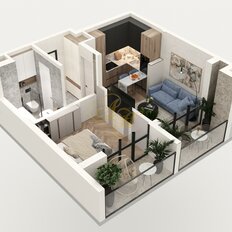 Квартира 45,1 м², 1-комнатные - изображение 1