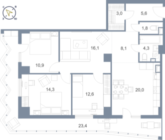 60 м², 3-комнатная квартира 25 699 000 ₽ - изображение 66