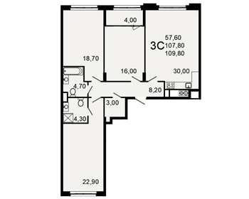 Квартира 109,8 м², 3-комнатная - изображение 1