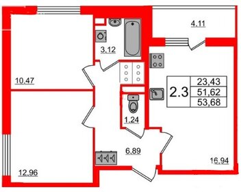 62,6 м², 2-комнатная квартира 7 269 600 ₽ - изображение 19