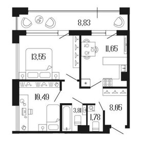 Квартира 53,7 м², 2-комнатная - изображение 1