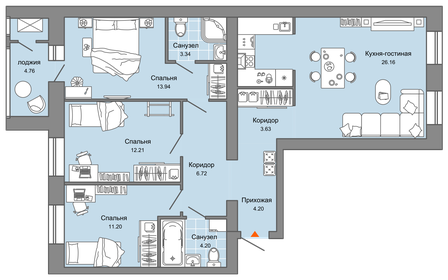 86 м², 4-комнатная квартира 8 823 324 ₽ - изображение 34