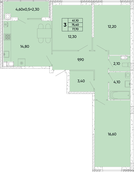 77,7 м², 3-комнатная квартира 8 352 750 ₽ - изображение 1
