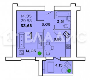 Квартира 33,7 м², 1-комнатная - изображение 1