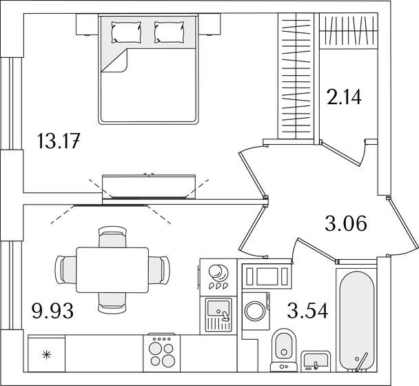 31,8 м², 1-комнатная квартира 8 370 320 ₽ - изображение 1