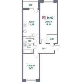 Квартира 66 м², 2-комнатная - изображение 1